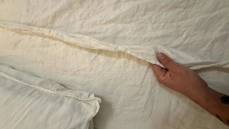 Feeling the Brooklinen Washed European Linen Sheets Set