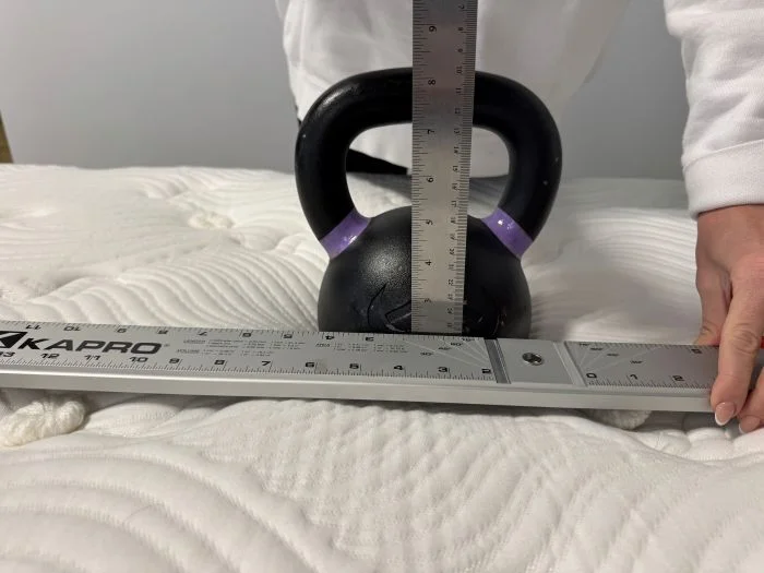 Kettlebell test for sinkage on the Big Fig Classic mattress