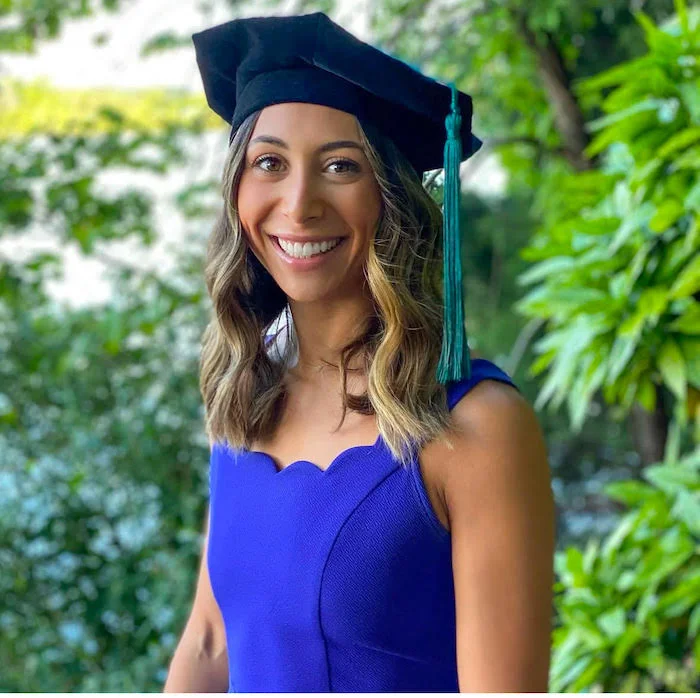 Headshot of Dr. Hannah Habeeb in a graduation cap