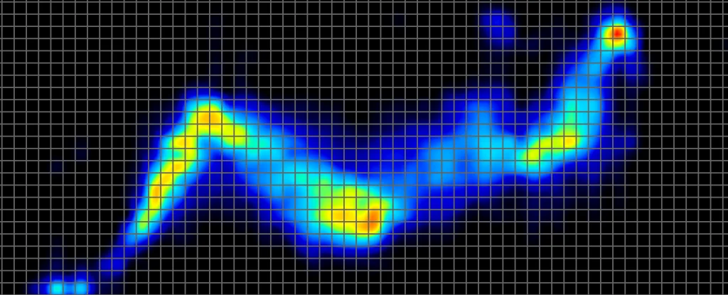 Pressure map imagery of an average weight sleeper side sleeping on the Titan Plus
