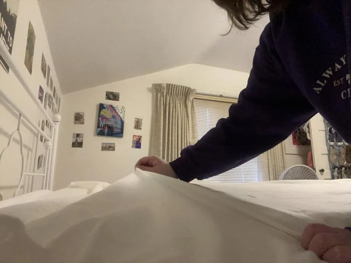 Making a bed with the Boll & Branch Flannel Sheet Set
