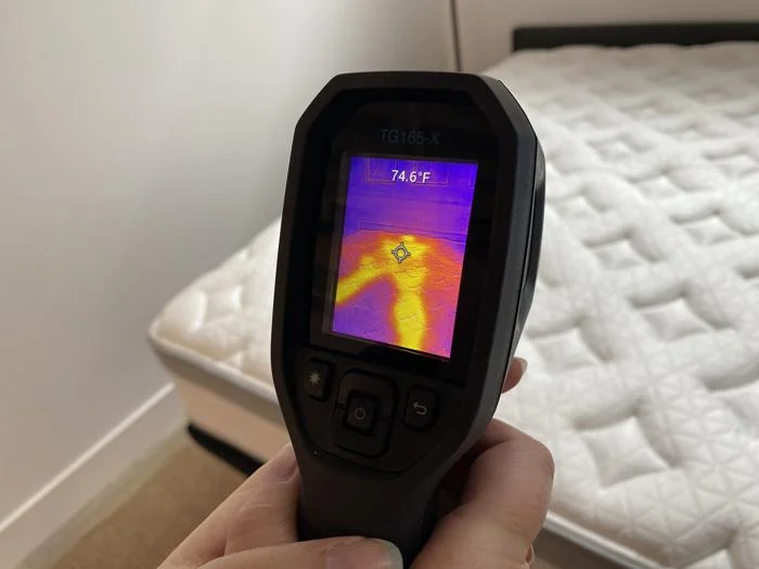 Thermal imaging of the Helix Plus Mattress after being rested on