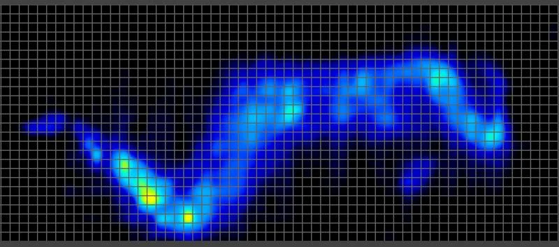 Pressure map of a side sleeping average weight tester on the Titan Plus Luxe Mattress