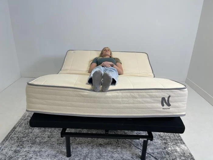 Nolah Natural Mattress on an adjustable bed 1