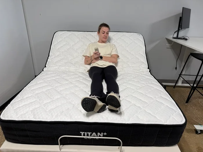 Testing the Titan Plus Core mattress on an adjustable base