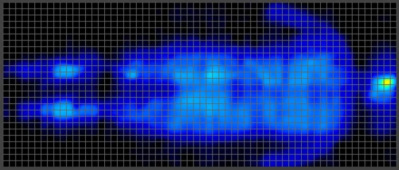 Pressure map of a back sleeping heavyweight tester on the Titan Plus Luxe Mattress