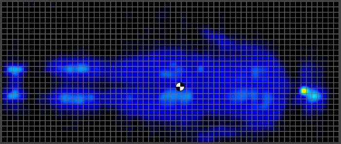 Pressure map of a back sleeping average weight tester on the Leesa Original mattress