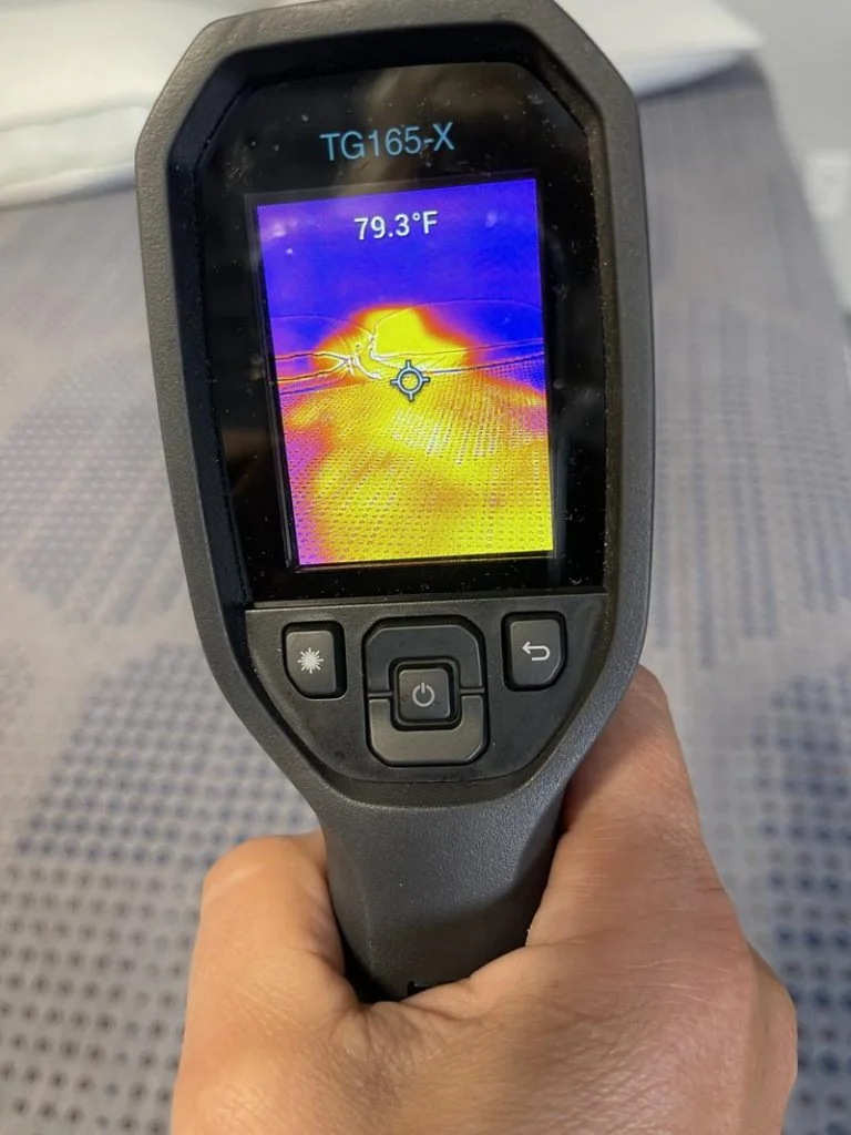 Thermal imaging of the Brooklyn Bedding Copperflex 201 Mattress Topper after being rested on