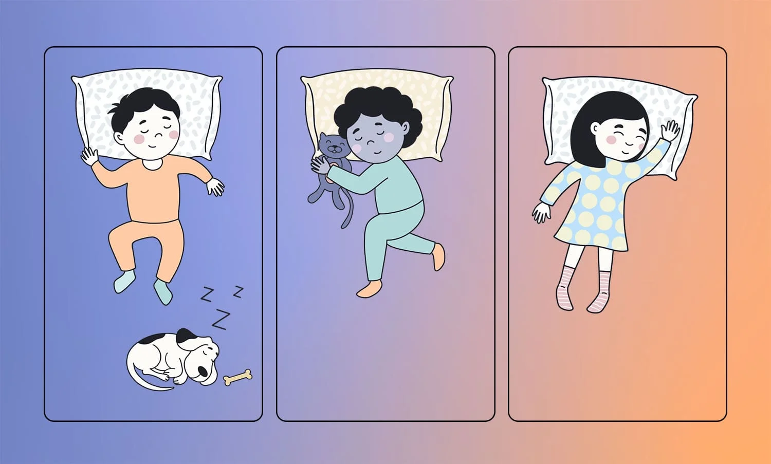 Children of different ethnicities sleeping