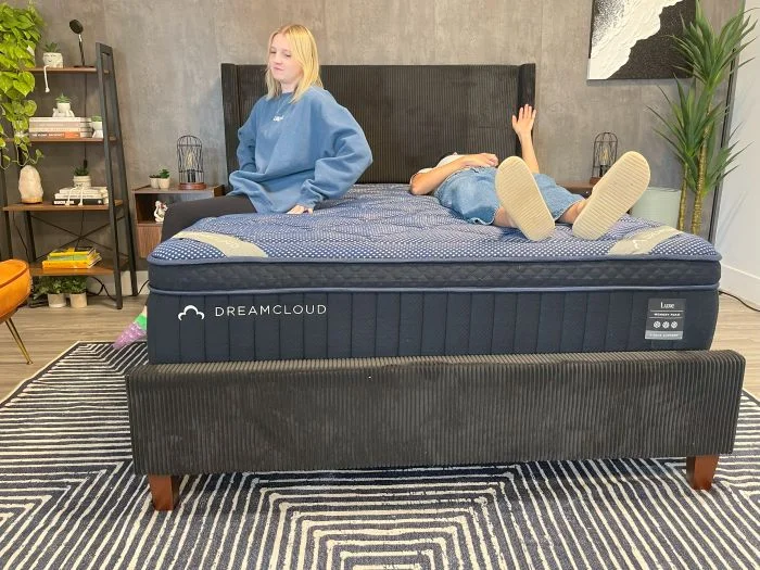 Couples test for motion isolation on the DreamCloud Luxe Memory Foam mattress