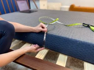 Measuring the thickness of the Brooklyn Bedding Kids Mattress