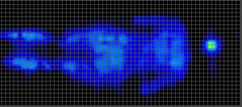 Pressure map of a back sleeping average weight tester on the Titan Plus Luxe Mattress