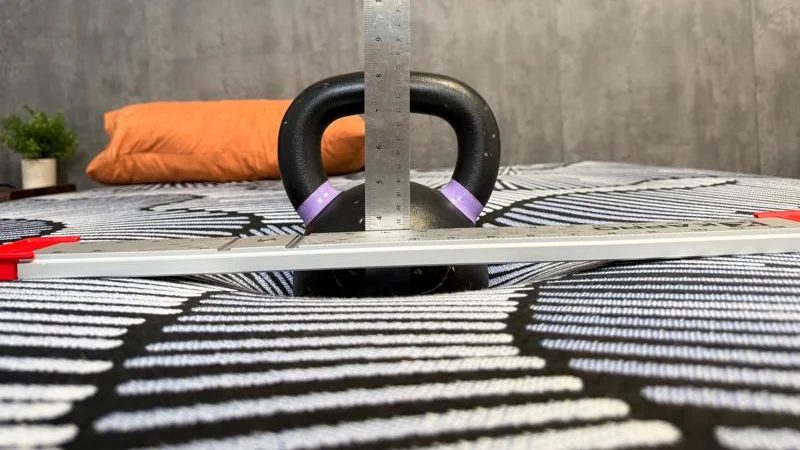 Kettlebell sinkage test on the Serta Perfect Sleeper Kendall X Mattress
