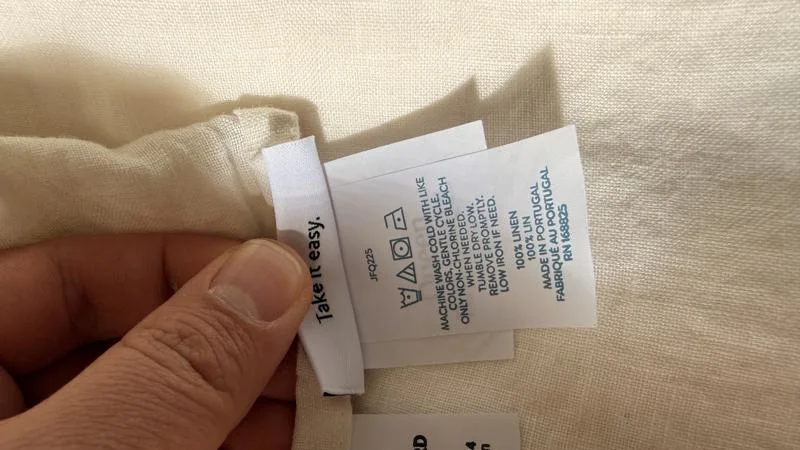 Tags on the Brooklinen Washed European Linen Sheets Set