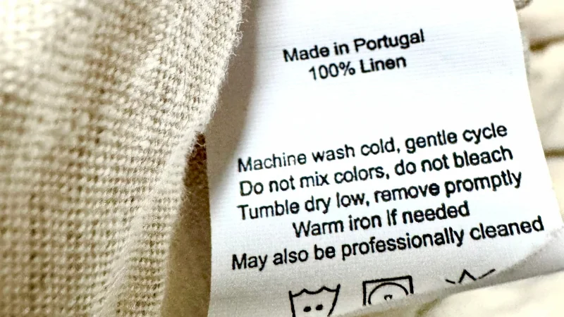 Tags on a set of Peacock Alley European Linen Sheets