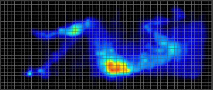 Pressure map of a side sleeping average weight tester on the Helix Midnight