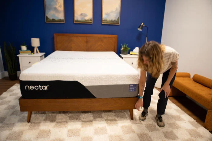 Checking the Bear Summit Platform Bed after assembly