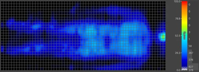 Back-sleeping pressure map of a heavy person on the WinkBed Plus Mattress