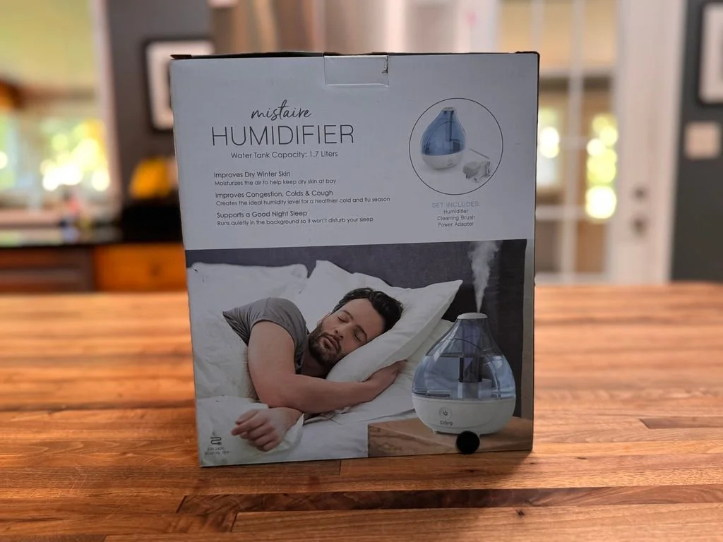 Rear packaging for a Pure Enrichment MistAire Ultrasonic Cool Mist Humidifier