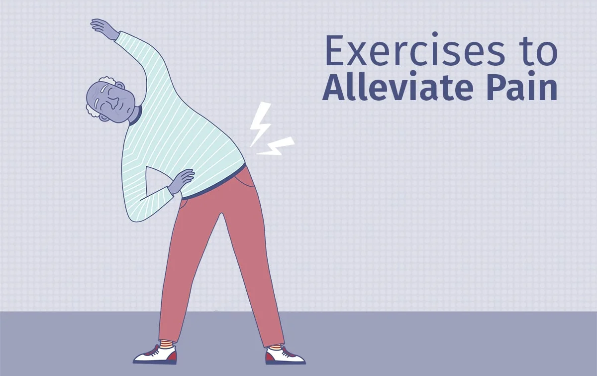 Older man with pain performing stretches