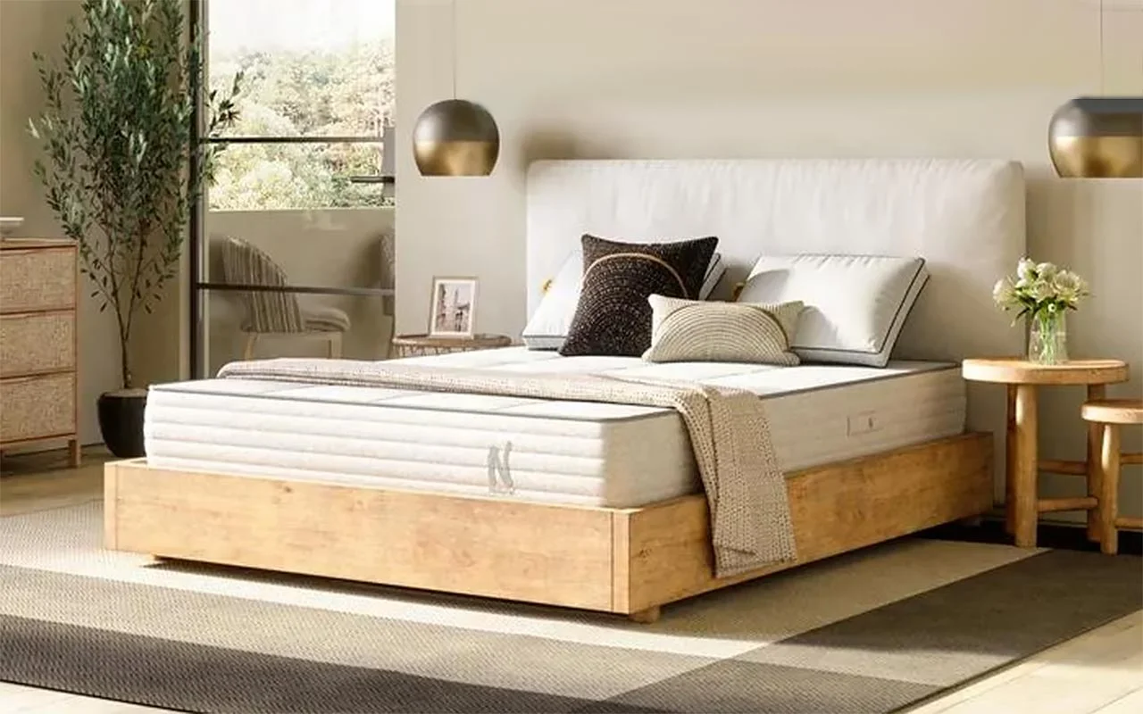 Nolah Natural mattress on fancy bed frame