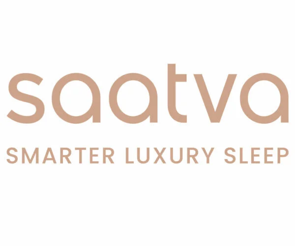 Saatva logo in cream color