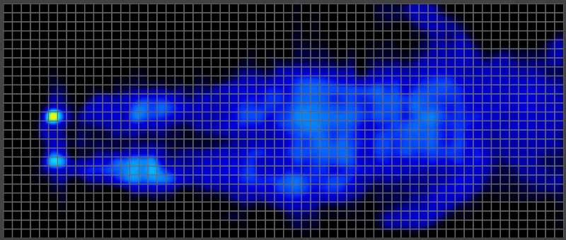 Pressure map of a back sleeping average weight tester on the WinkBed Luxury Firm Mattress