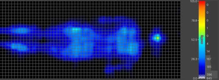 Pressure map of an average-weight back-sleeper on the Nolah Natural Mattress