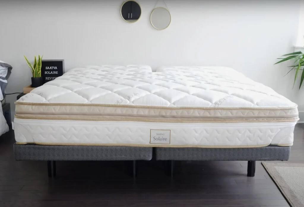 A frontal view of the Saatva Solaire mattress