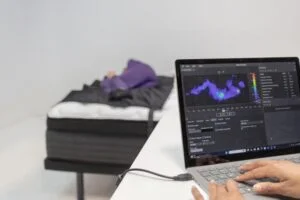 Our testers generating pressure maps of the Nolah Evolution Mattress.