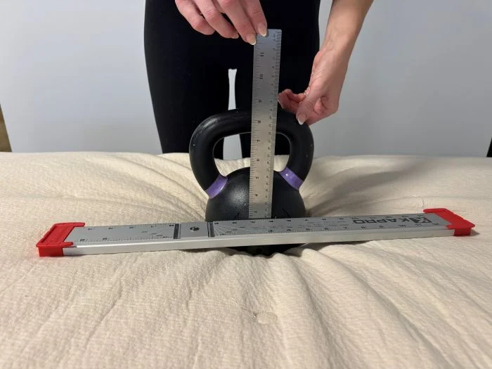 Kettlebell measurement on the Avocado Eco Organic mattress