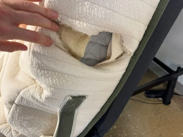 Showing the layers of the Avocado Eco Organic mattress