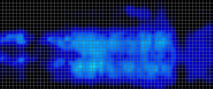 Pressure map of a heavier back sleeper on the Leesa Sapira Chill Hybrid mattress.