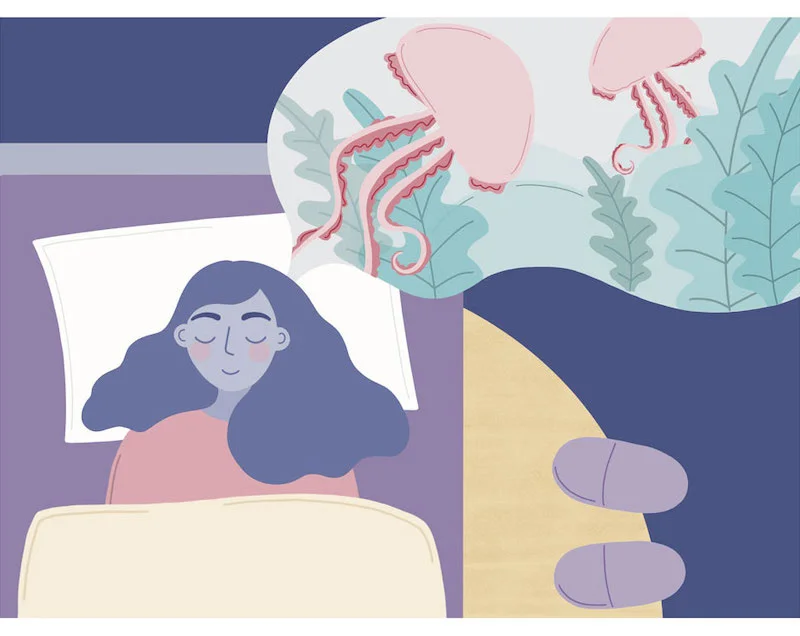 a woman dreams about sea creatures