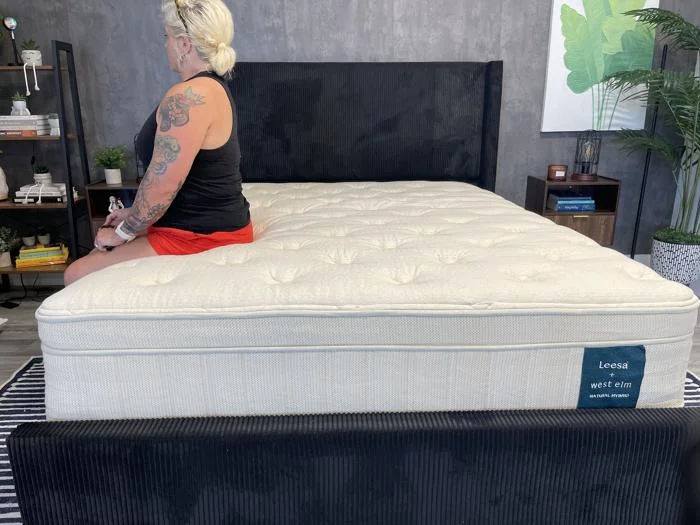 Seated edge support test on the Leesa Natural Mattress