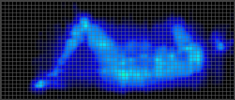Pressure map of a side sleeping heavyweight tester on the WinkBed Luxury Firm Mattress