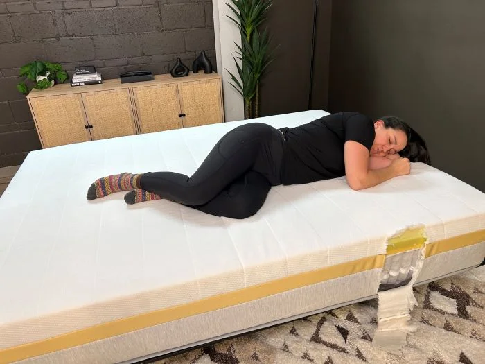Switching positions on the Helix Dawn mattress to test response