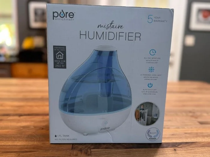 Front packaging for a Pure Enrichment MistAire Ultrasonic Cool Mist Humidifier