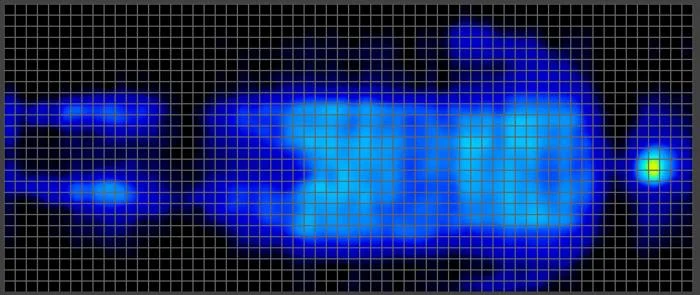Pressure map of a heavyweight person back sleeping on the Aurora Luxe Cooling Mattress