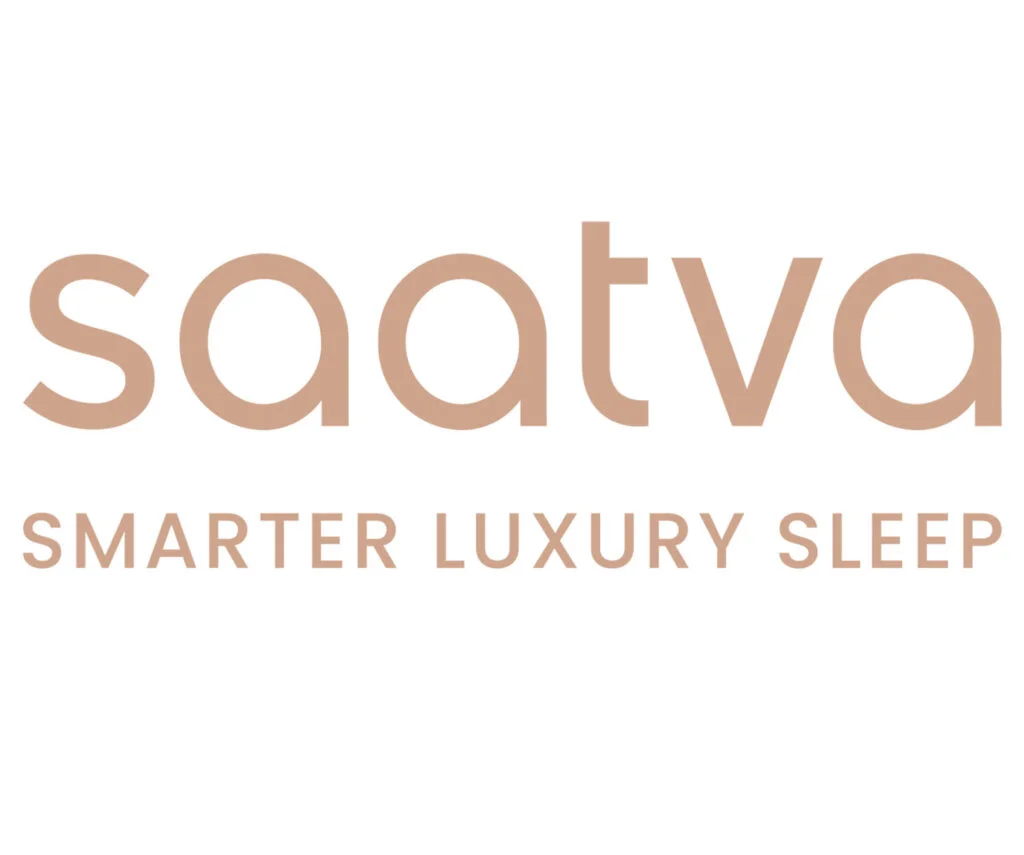 Saatva logo in cream color