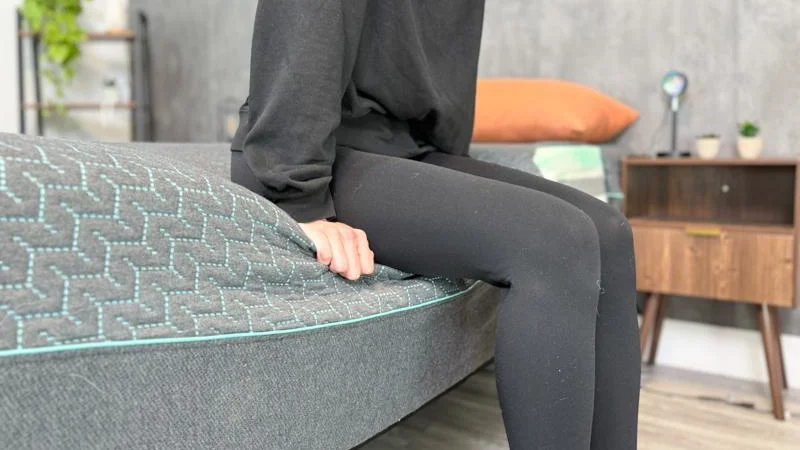 Seated edge support test on the Tuft & Needle Mint Hybrid Mattress
