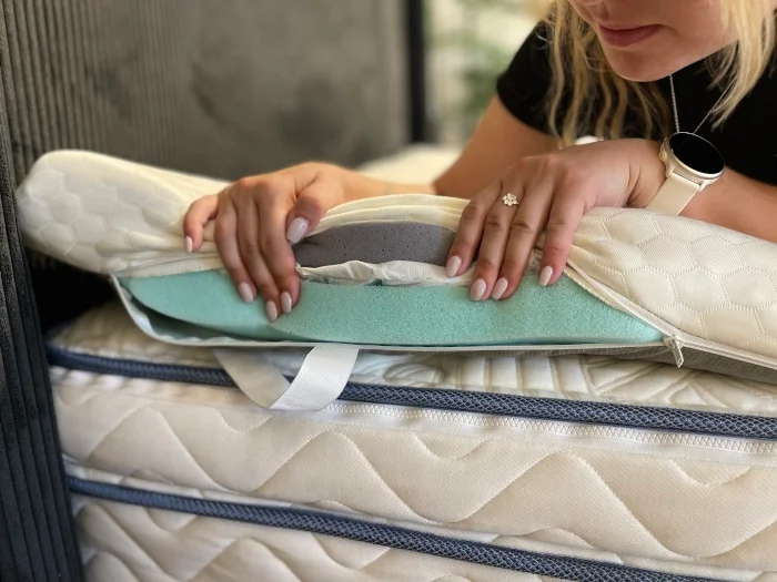 Looking at the layers of a Helix GlacioTex Premium Mattress Topper