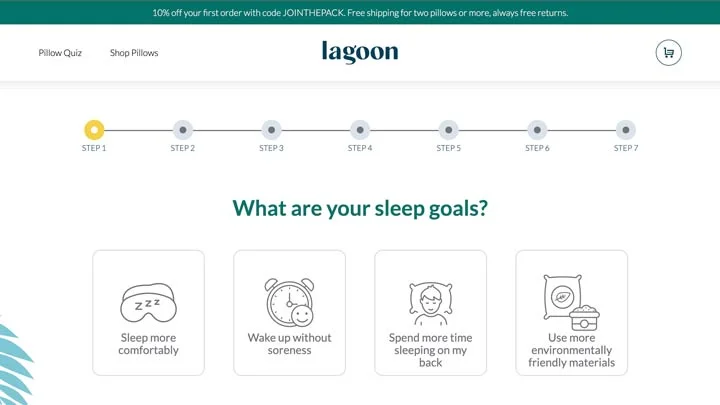 Lagoon Sleep Pillows - Taking the Quiz Q1 Lagoon Sleep Pillows - Taking the Quiz Q1