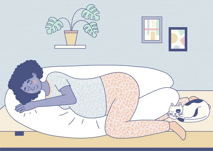 Pregnant Woman With Pregnancy Pillow Pregnant Woman With Pregnancy Pillow