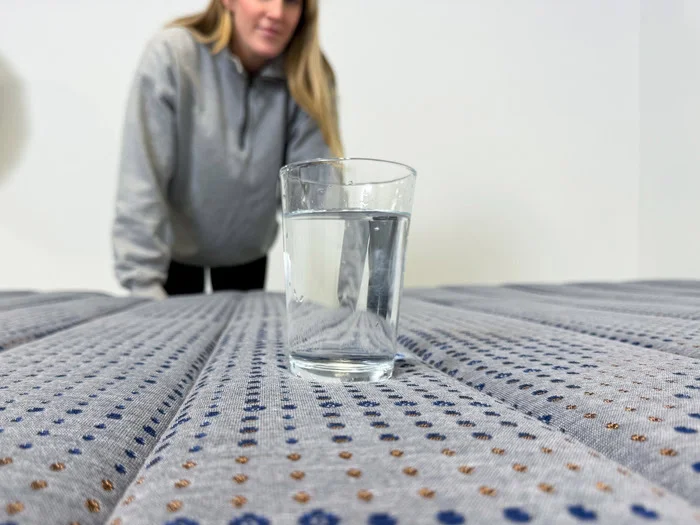 A glass of water on the CopperFlex mattress