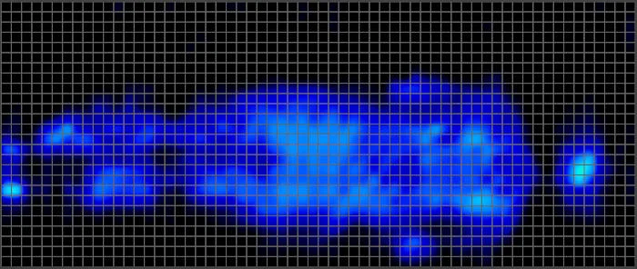 Back-sleeping pressure map of our lightweight tester on the Nolah Evolution mattress.