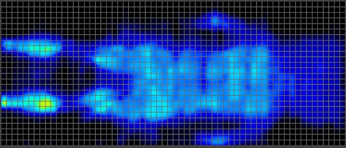 Pressure map of a back sleeping average weight tester on the Helix Midnight