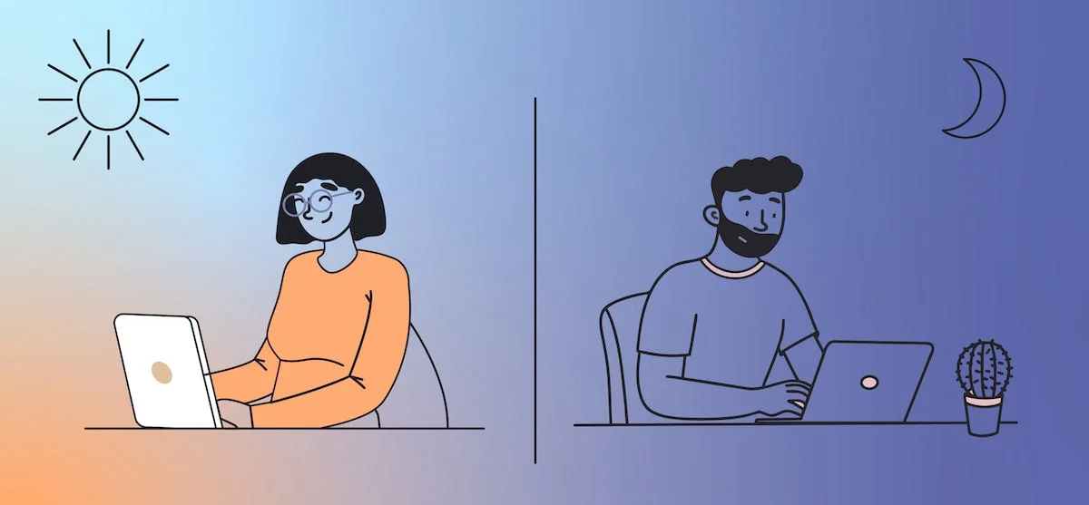 How to Become a Morning Person in 9 Simple Steps woman working during the day and man working at night