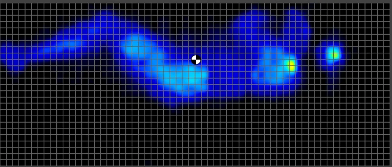 Pressure map of a side sleeping average weight tester on the Tuft & Needle Original Mattress