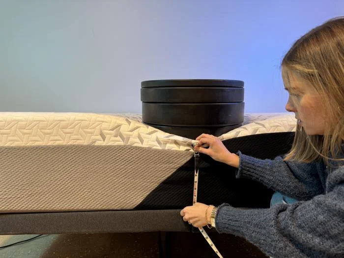 Measuring more plates on the edge of a Nectar Luxe Memory Foam Mattress